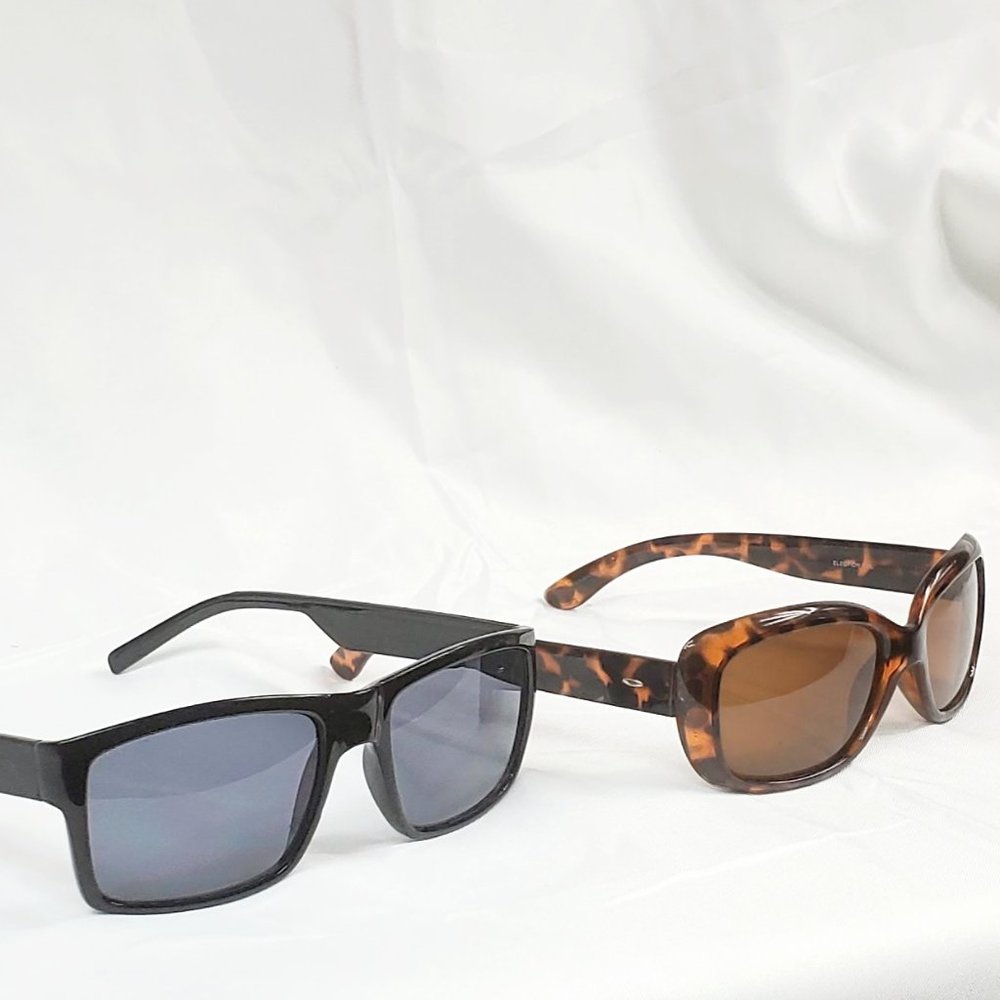 Classic Sporty Black & Tortoise Rectangle Sunglasses Lot w/ Polarized Lens EL373